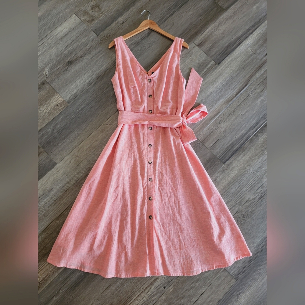 NWT Alex Marie Sara linen dress pink papaya size 8
